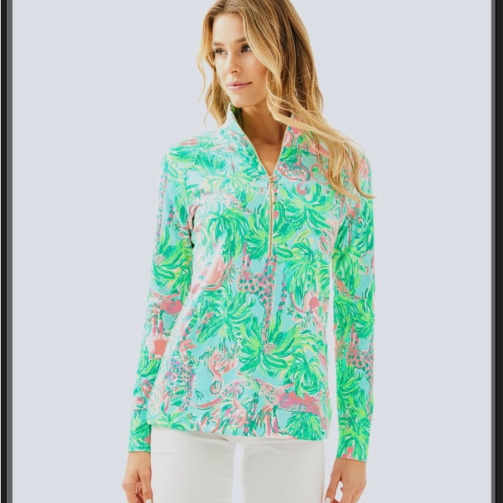 Lilly Pulitzer UPF 50+ Skipper Popover Sea Salt Blue on Paradise Size Medium